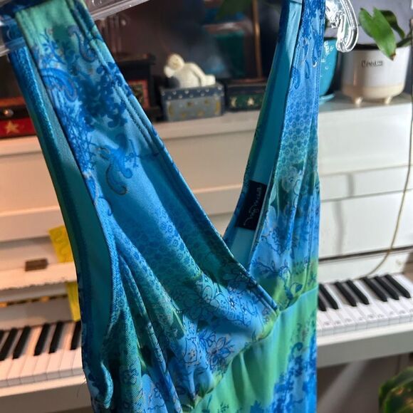 My Michelle Y2K Vibrant Blue and Green Midi Dress M - Picture 10 of 14